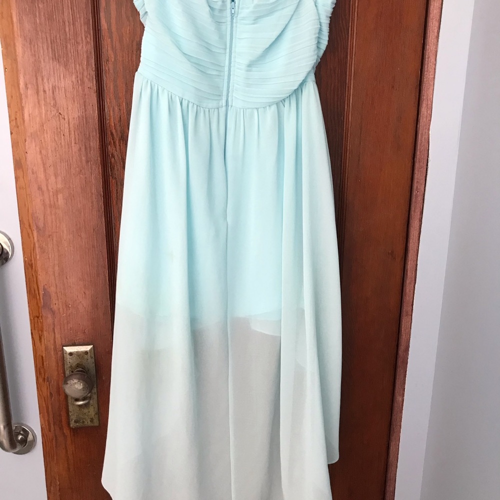 Blue dress.